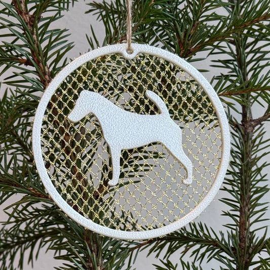 Sileäkarvainen kettuterrieri-ornamentti