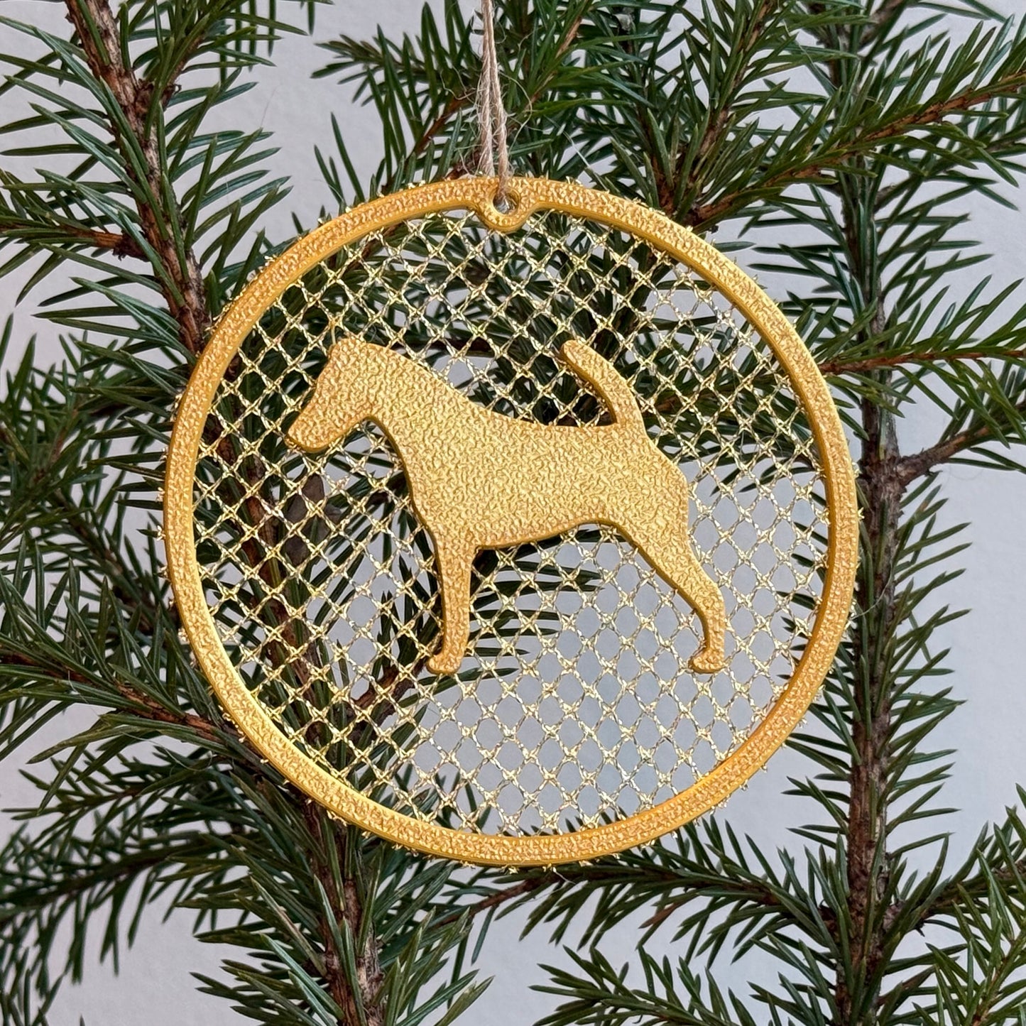 Sileäkarvainen kettuterrieri-ornamentti