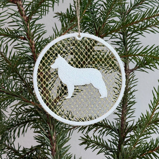Valkoinenpaimenkoira-ornamentti